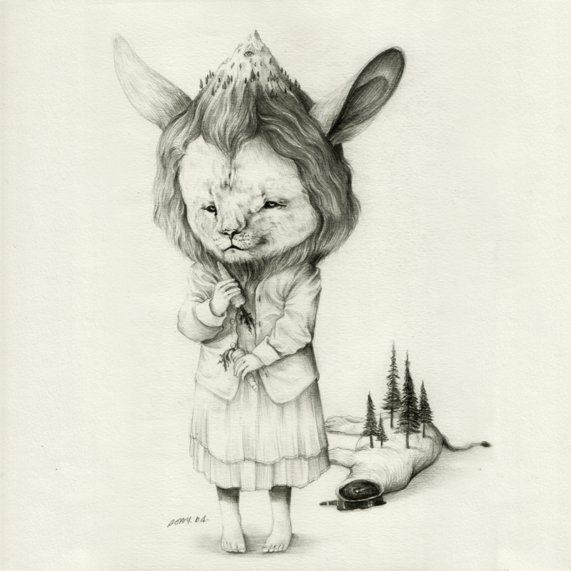 Roby-Dwi-Antono-Tentang-Singa-dan-kelinci-Pencil-on-paper-27.5-x-27.5-cm-2012