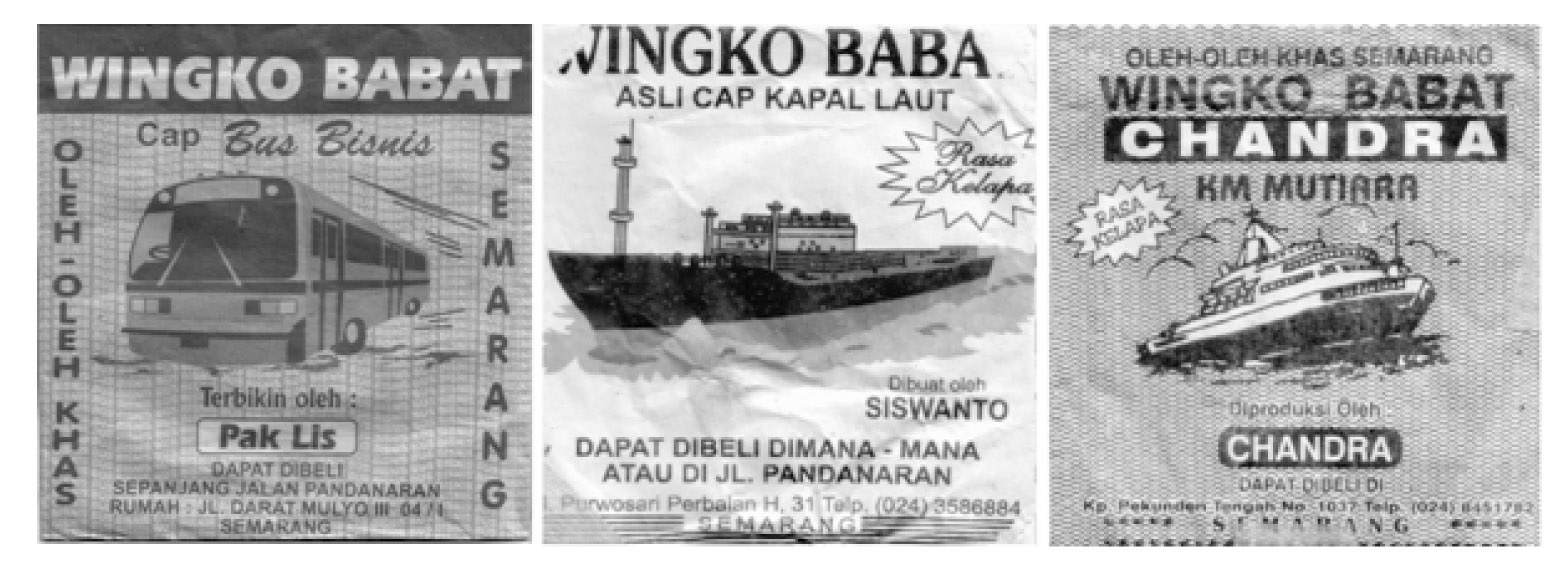Merek-merek kemasan Wingko Babat bernuansa bus, kapal laut. (Sumber: Afnita, 2010:126)